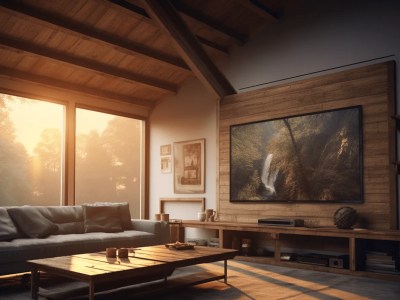 2D Realistic Image Of Living Room On A Deck At Sunset