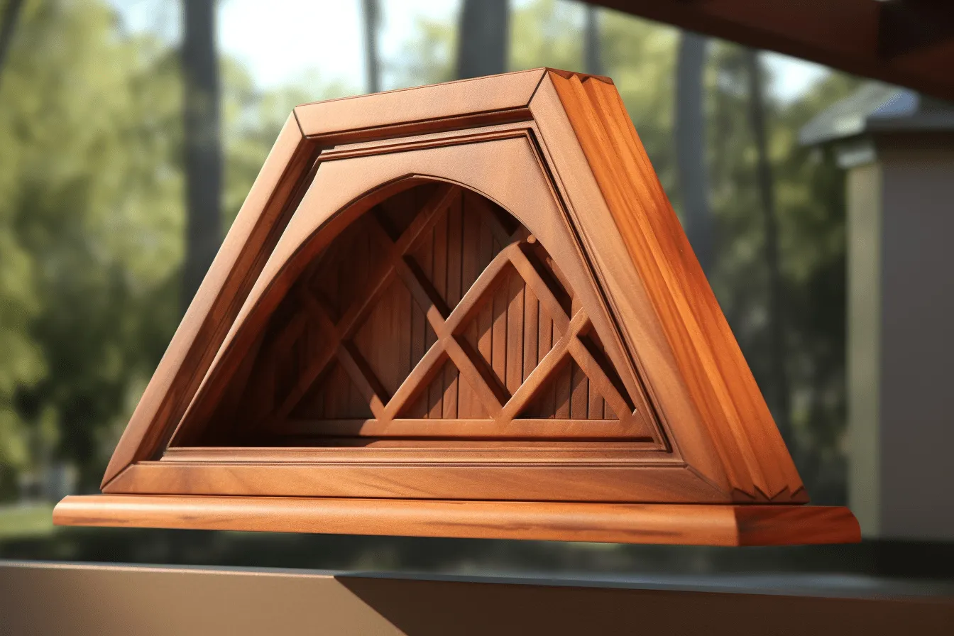 3d model of an octagonal window with two wooden sticks, letterboxing, realistic and hyper-detailed renderings, intricate woodwork, precisionist, focus stacking, inlay, sleek lines