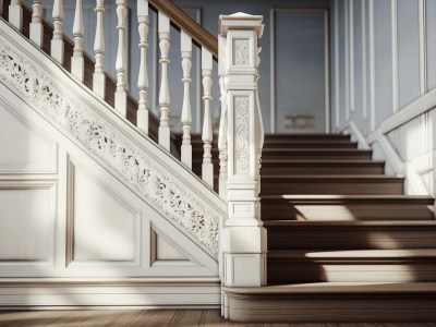 3D Image Of A Staircase In An Old House