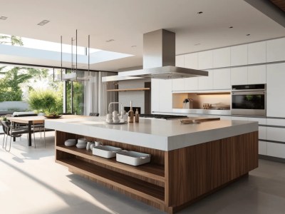 3D Rendering Of A Clean Kitchen And Dining Area