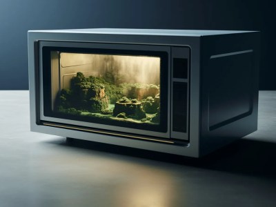 3D Rendering Of A Microwave With A Tree In It