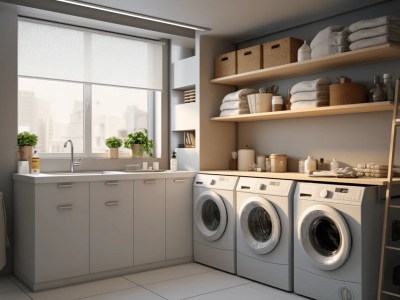 3D Rendering Of An Open Laundry Room