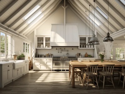 3D Rendering Of An Unusual Kitchen Design For Modern Farmhouse