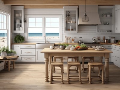 3D Rendering Of Beach House Kitchen