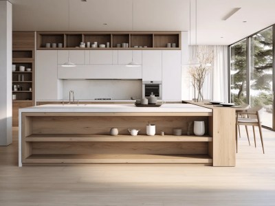 3D Rendering Of The Interior Minimalist Kitchen