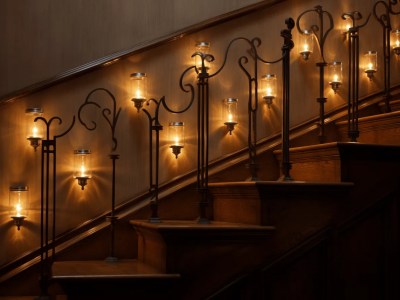 Antique Wrought Iron Staircase Laden With Candles