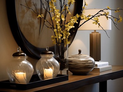 Attractive Entryway Table With Vases, Vase, And Candle