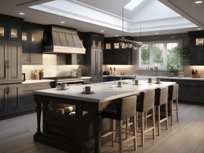 Attractive Kitchen Design Containing Black Cabinets