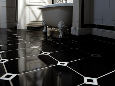 Awesome Black Tiled Bathroom Floor