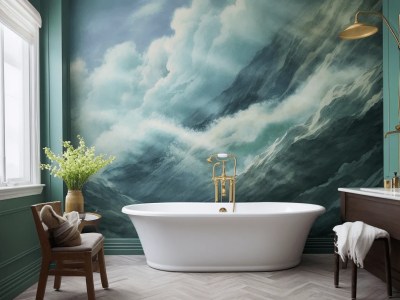 Bathroom Made With Seas And Clouds Wall Mural