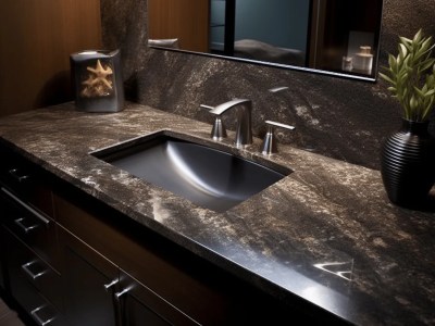 Bathroom Sink And Counter That Has Black Granite Granite  Cgm Bathrooms