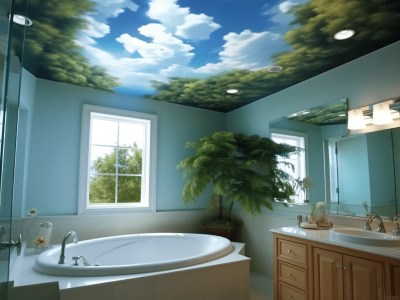 Bathroom With A Bathroom Ceiling With Trees