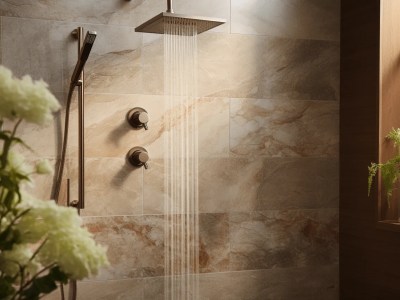 Bathroom With A Faucet Next To A Planter