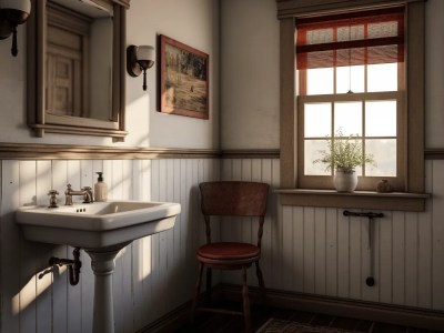 Bathroom With A Sink And A Window Over It