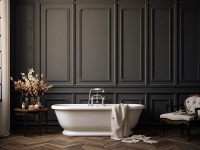 Bathroom With Antique Style Walls And A Bathtub