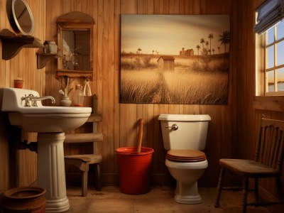 Bathroom With Some Rustic Things Such As A Toilet And Sink