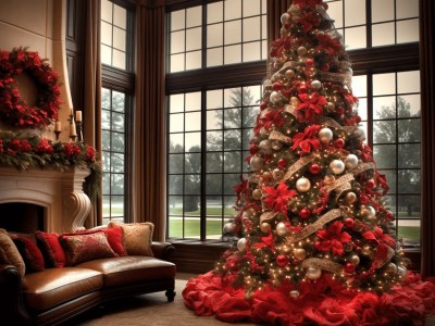 Beautiful Christmas Tree In A Living Room