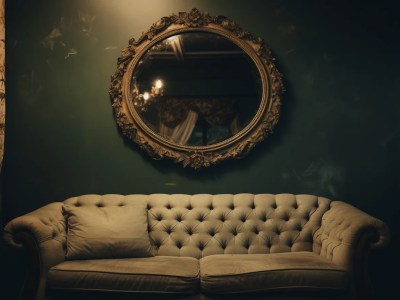 Beautiful Couch In The Dark With A Mirror In The Corner