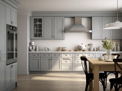 Beautiful Gray Cabinets In This Kitchen