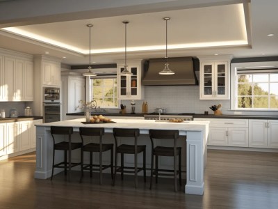 Beautiful Kitchen Is Featured In An 3D Rendering Utilizing White Cabinets