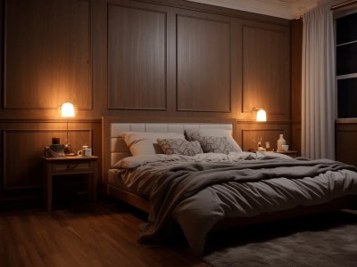 Bed With A Dark Brown Wall