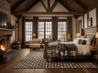 Bedroom In Cypress Homestead, Nj For A Rustic Bedroom With A Large Bed And A Fireplace