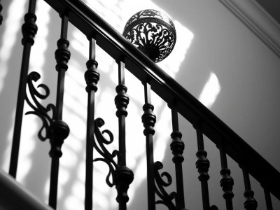 Black And White Image Of A Staircase S Handrail