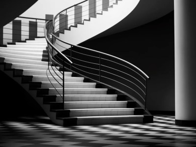 Black And White Staircase In A Modern Building