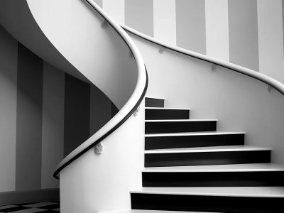 Black And White Stairs In A Building In An Apartment