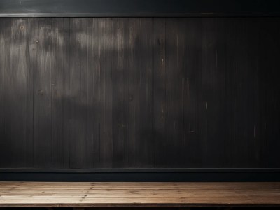 Black Chalkboard In Front Of An Empty Wooden Table