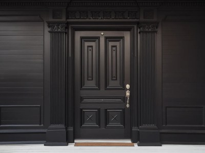 Black Exterior Door With Pillars And A Door Handle