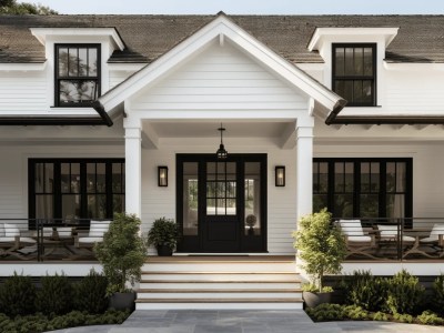 Black Exterior With White Trim And Trim And Porch