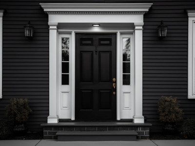 Black Front Door And White Trim