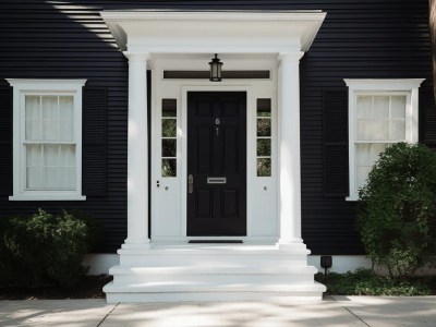 Black Front Door With White Trim