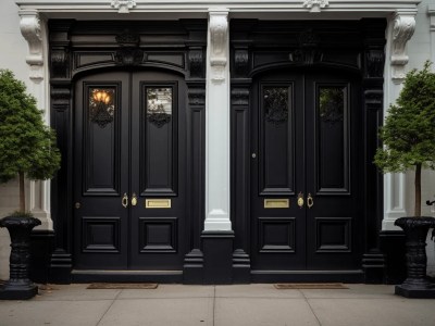 Black Front Doors Of A Building