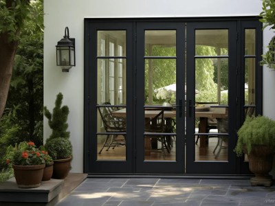 Black Glass French Doors With Black Trim To Match The Plants