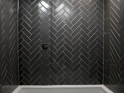 Black Herringbone Patterned Tile