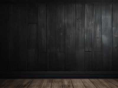 Black Paneled Room With Wooden Floor And Paint