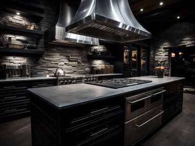 Black Stone Kitchen  Perfect For Entertaining With A Big Island