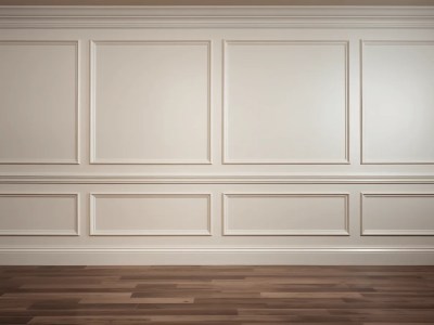 Blank Wall With White Panels And A Wooden Floor And Ceiling