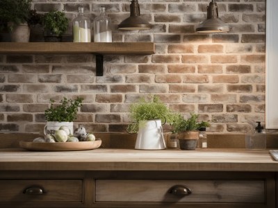 Brick Kitchen Wall With Lights