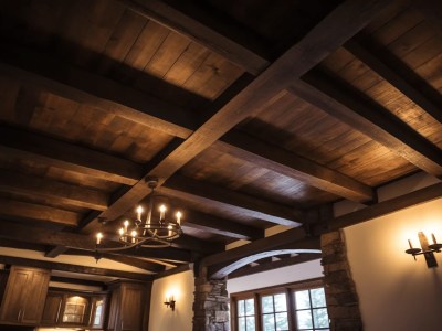 Ceiling Beam In Denver, Colorado Stone And Wood Ceiling Beam