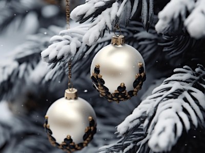 Christmas Decorating Ideas: A Couple Of White Baubles On A Christmas Tree