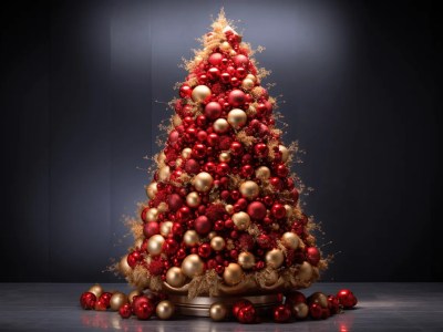 Christmas Tree With Red And Gold Balls