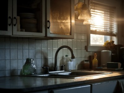 Close Up Of Kitchen Sink And Sink Faucet