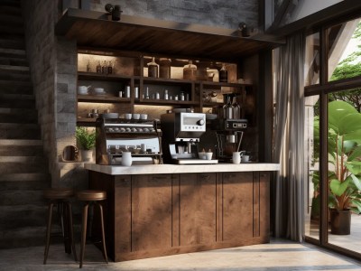 Coffee Bar Concept Image 3D Render