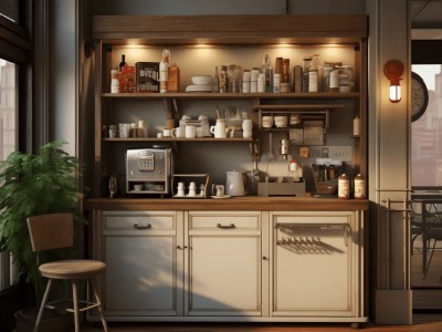 Coffee Kitchen With A Cabinet In The Middle Of It