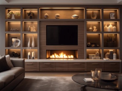 Contemporary Living Room With Large Television And Fireplace