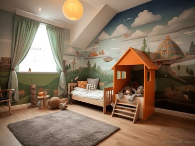 Cool Kids Bedroom With A Mural On It