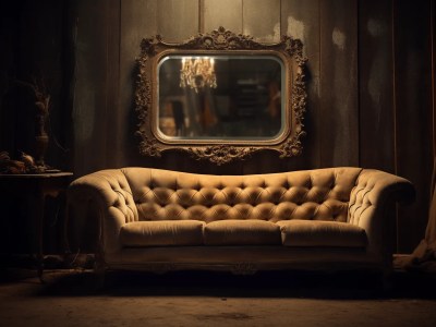 Couch In An Old House Has A Mirror